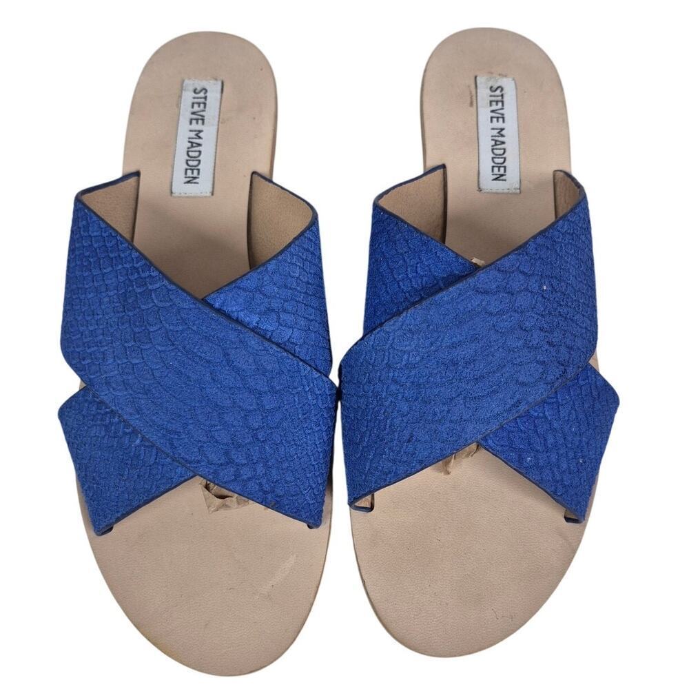 Steve Madden Blue Crisscross Slide Sandals